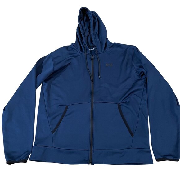 Under Armour Full Zip Hoodie Track Jacket Men's Size Medium Blue Loose Fit - Picture 1 of 5